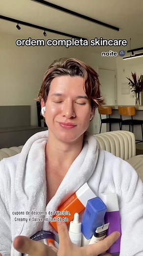 Ordem completa da rotina de skincare noite. Obs: o essencial é limpeza e hidratação, mas coloquei todas as etapas que podem ter para ajudar caso precisem. . . . . . . . #skincare #rotinadeskincarebasica #pelesaudavel #rotinadeskincarebarata #rotinadeskincarebr #sallve #principia #creamy #aligadoskincare#CapCut #tiktokbeleza