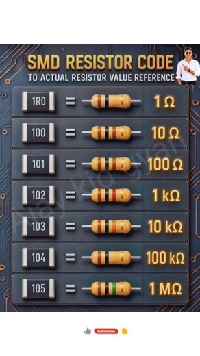SMD Resistor Code To Actual Resistor Value Reference ⚙️ #diy #shorts #resistor #short