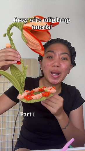 Fuzzy wire tulip lamp tutorial part 1 #flower #fuzzywire #fuzzywireflowers #lamp #tutorial