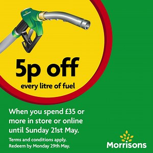 Save 5p off every litre of fuel when you spend £35 or more until the 21st May - that’s what you call a one stop shop! | Morrisons
