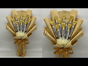 DIY | Easy way to make a simple chocolate bouquet from wrapping paper for beginners | No Glue Gun