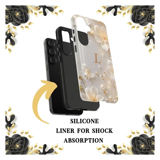 Personalized Ivory Monogram Phone Case, 3D Gold Floral Design for iPhone Samsung Pixel, Custom Initial Elegant Gift for Her, Luxury Style - Etsy