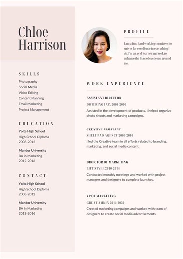 Modern Resume Template | Canva & Word Editable CV | Professional Marketing Resume | Minimalist Feminine Design - Etsy