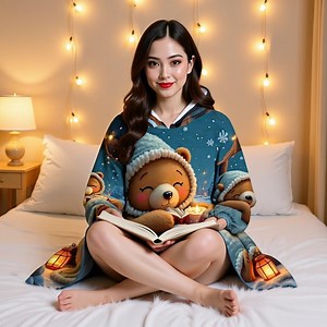 Cozy Bear Oversized Hoodie Blanket: Winter Flannel Hooded Throw - Etsy