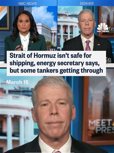Energy Secretary Chris Wright tells Kristen Welker on “Meet the Press” that the Strait of Hormuz is not currently safe for commercial shipping, but the administration is working with other countries to secure the passageway. #MTP