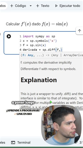 Calculamos la derivada de sen(x) en Python 🐍✨