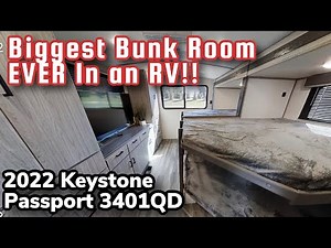 BIGGEST Bunk Room EVER in an RV | Quad-Double Bunks! 2022 Keystone Passport 3401QD