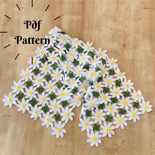 Crochet Daisy Flower Table Runner Pattern (PDF Download) - Etsy