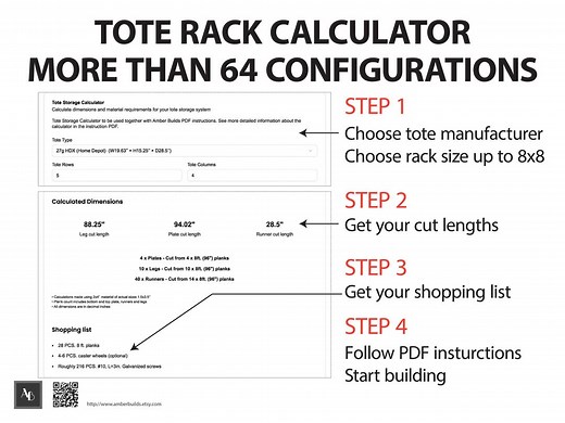 DIY Tote Rack Calculator 27 Gallon Tote Rack Plans 17 Gallon Tote Rack Plans 27 Gallon Bin Rack Plans DIY Build Plans & Calculation Sheet - Etsy