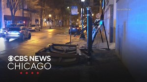 Man hurt after car crashes into bus stop in Chicago's Lakeview community
