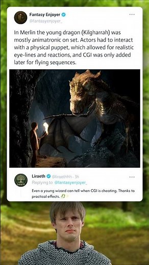 Young Dragon on Merlin Was Mostly Animatronic 🐉✨ #Merlin #Dragon #BehindTheScenes #Shorts