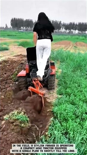 Creating Furrows Using a Mini Tractor with a Plow in the Field #smartfarming