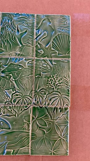 Tiles that I made for my workshop kitchen. Experimenting with more before I offer them as a service 💚 | Sheree Wagener Artistry