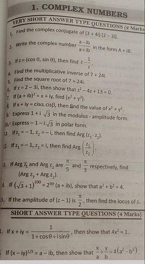 maths 2a complex numbers imp questions for ap/ts students , inter second year/class 12/ subscribe