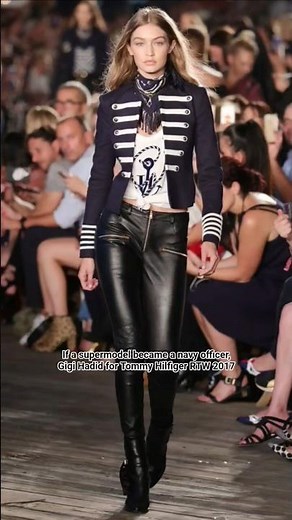 If a supermodel became a navy officer,Gigi Hadid for Tommy Hilfiger RTW 2017 #gigihadid #catwalk