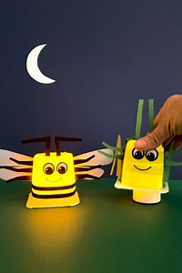 29K views · 258 reactions | Cute and easy GLOW bug made from an upcycled yoghurt tub. Get the printable template for the grasshopper and bee parts here: https://www.thecrafttrain.com/glow-bug-craft/ | The Craft Train | Facebook