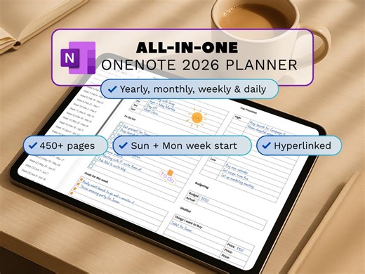 Onenote 2026 Professional Planner, One Note Template, Hyperlinked, Digital, for Ipad, PC, Mac, Windows - Etsy