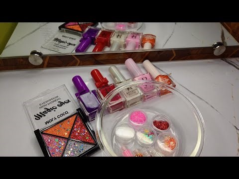 ❤️🧡🤍🩷Mixing Red, Orange, White & Pink Makeup Into Slime 💄✨ | Satisfying Slime ASMR