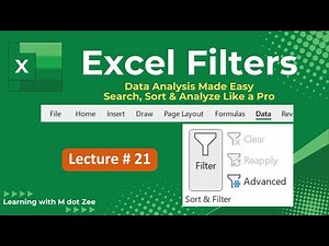 Excel Filters Tutorial | AutoFilter, Text/Number/Date Filters, Search Filter | MS Excel Lecture 21
