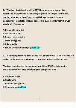 CompTIA Security SY0601 Exam 2025/2026 Questions and Answers Verified Answers