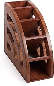 Artisans Of India Handmade Wooden Multi Remote Control Holder/Stand/Organizer/Rack for Space Saving 5 Slot TV Remote Control Storage Organizer Caddy 7.5 Inch