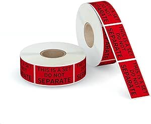1" x 2" This is a Set Do Not Separate Stickers, Fluorescent Red Packing Labels for Shipping Bundle Sets and Multi-Pack Products Permanent Adhesive (2 Rolls, Total 1000 Labels)