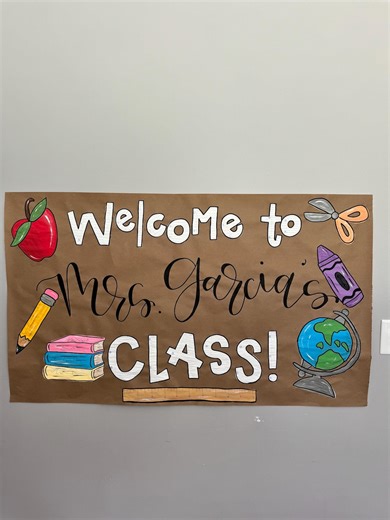 Hand Painted Classroom Banner- Brown Paper Banner- Custom Decor- Personlized With Teacher Name- Hand Painted- Hand Lettered- Back to School - Etsy