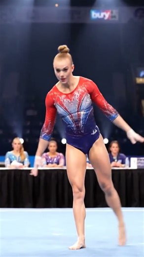 USA Gymnast Holds a Deep Side Split Balance Solo Before Competition