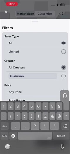 How to set price range for browsing item in roblox marketplace #roblox