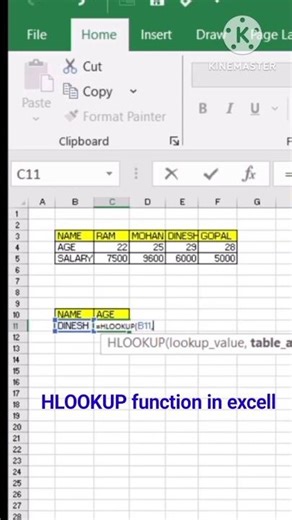 HLOOKUP function in Excel