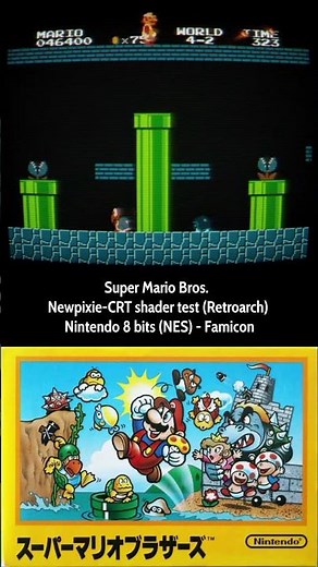 Super Mario Bros. Newpixie-CRT shader test (Retroarch) Nintendo 8 bits (NES) - Famicon