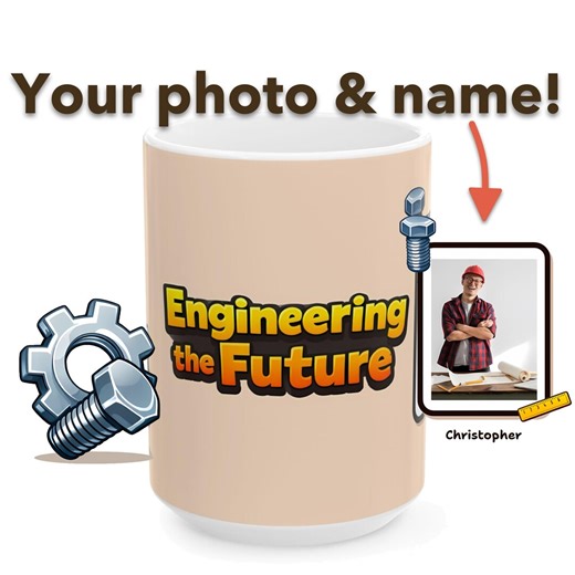 Personalized Engineer Mug - Future Builder Cartoon Custom Ceramic Coffee Cup Gift - Etsy