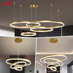 [Hot Item] Linear Curved LED Loop Hanging Lighting LED Ceiling Lights Ring Home Office Pendant Light