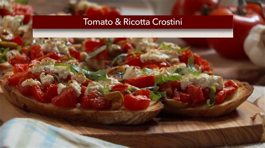 Tomato & Ricotta Crostini - These rustic, crunchy, toasted bruschette with juicy tomatoes and ricotta work well as an appetizer or even a light lunch any time of year. You can prepare them all in advance and pop them in the oven when your guests arrive. Buon Gusto! #LidiasRecipes #LidiasItaly #LidiasKitchen #LidiaBastianich #ItalianFood #LidiasTheArtofPasta #LidiasOliveOil Recipe - https://lidiasitaly.com/recipes/tomato-ricotta-crostini/ Recipe - https://lidiasitaly.com/recipes/tomato-ricotta-cr