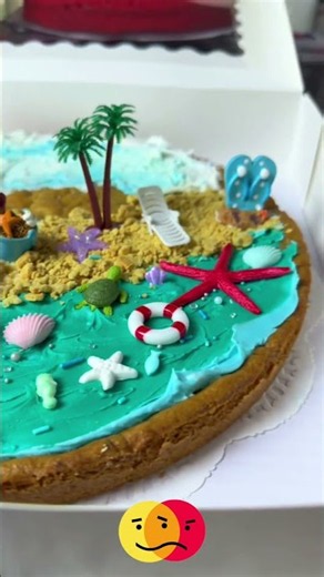 Beach Themed Chocolate Chip Cookie Cake 🍪🎂 #dessert #cookie