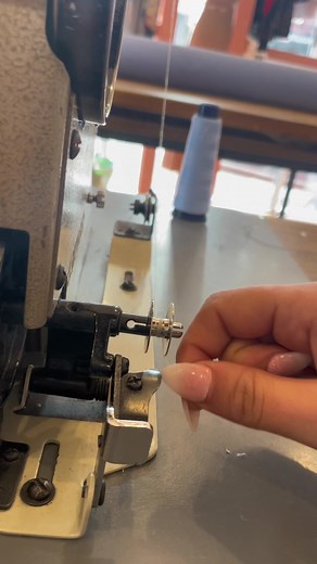 How to wind a bobbin with an industrial machine. #sewing #tutorial #thriftflip #fashion