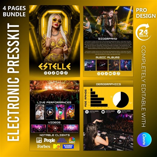 Editable DJ Rap Musician EPK Template: Canva Electronic Press Kit (4 Page) - Etsy UK