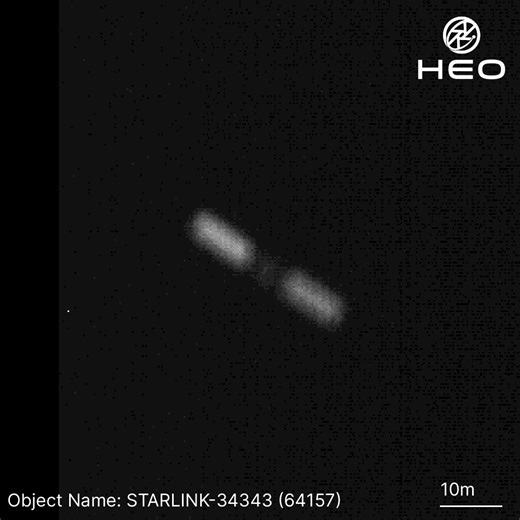 Following reports of an in-orbit fragmentation event involving Starlink 34343, HEO tasked its sensor constellation to collect non-Earth imagery of the spacecraft.The imagery below shows the main structure of the satellite is still intact but tumbling at a minimum of 16 degrees per second about its z-axis. At this resolution, we can only derive single-axis attitude estimation, so the true rotation rate is likely higher. What makes this collection particularly significant is that we already held p