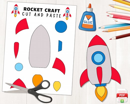 Printable Rocket Craft | Outer Space Activities | Build a Rocket | Space Rocket Craft Template | Indoor Preschool Activity | Rocket Ship - Etsy