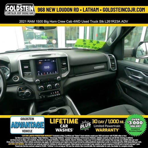 2021 RAM 1500 Big Horn Crew Cab 4WD Used Truck Stk L261R23A ADV