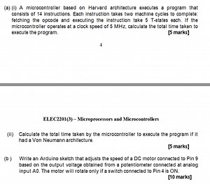 Question(a)(i) A microcontroller based on Harvard architect... | Filo