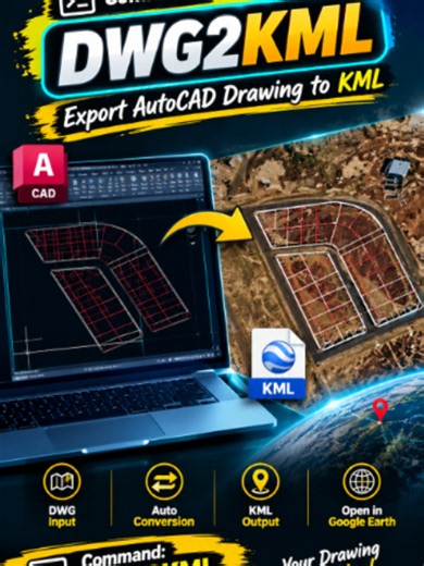 Your AutoCAD Drawing… on Google Earth! 👀🌍 This is what the DWG2KML command does: ✅ Export an AutoCAD drawing to KML ✅ Open the exported file in Google Earth ✅ View your layout over satellite imagery Perfect for exploring CAD-to-map workflows for site layouts and surveying drawings. Command: DWG2KML Follow for more AutoCAD automation tools and practical CAD tricks! 📥 Download the Plugin Here: 👉 https://civilskillhub.gumroad.com/l/dwg2kml #AutoCAD #DWG2KML #GoogleEarth #CADAutomation #Surveyin