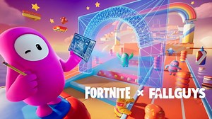 Fortnite leaks showcase lobby background for Fall Guys collaboration