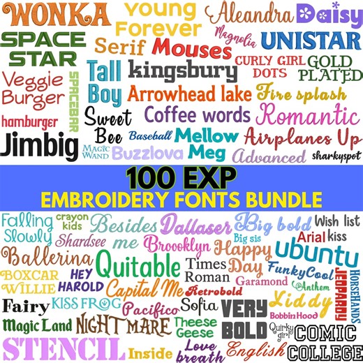 EXP Embroidery Fonts Bundle | 100 Embroidery Machine Fonts | Embroidery Alphabet Bundle | Script & Monogram Letters | 100 Fonts in 3 Sizes - Etsy UK
