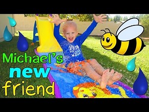 Michael's First Water Slip and Slide || Little Tikes Wet & Dry First Slide Review 🐝