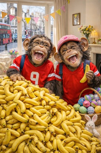 On Easter Sunday, Pip & Peaches raced into the front room expecting chocolate eggs… but instead found a HUGE pile of bananas stacked everywhere 🍌😳 They froze. Blinked. Then slowly looked at each other. “Was this… the Easter Bunny?” Peaches grabbed one. Pip grabbed five. Within seconds, it turned into complete chaos—banana juggling, slipping, laughing, and zero eggs in sight 😂 Honestly… not what they expected, but definitely the most a-peel-ing Easter ever 🐣🍌 #banana #kids #easter #support #