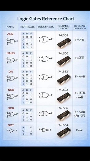 logic Gates reference & IC chart, resistor ,capacitor ,inductor and pc817 optocoupler working