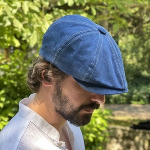 Dark Blue Denim Newsboy Cap: 8-panel Gatsby Style, Adjustable Fit - Etsy