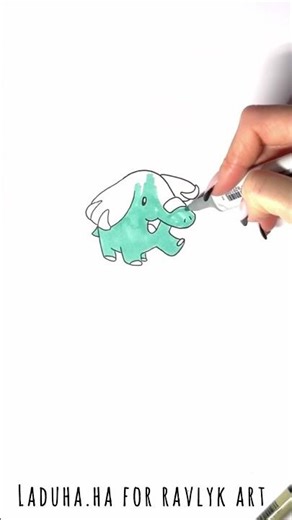 🐘💠 Phanpy from Pokémon ✏️ Adorable Anime Drawing 🖍️ #shorts #drawing #RavlykArt