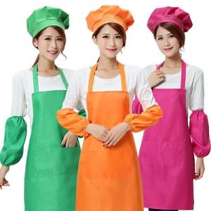 [Hot Item] Chinese Factory Custom Make Kids or Women Waterproof Chef Cooking Kitchen Promotion Gift Fashion Apron Set Printing Kitchen Workwear